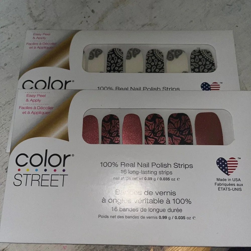 New Lot of 2 Color Street Nail Polish Strips Wing it On & Bandana Republic